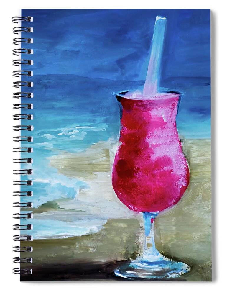 Drinky Spiral Notebook featuring the digital art Beachy Drinky by Lisa Kaiser