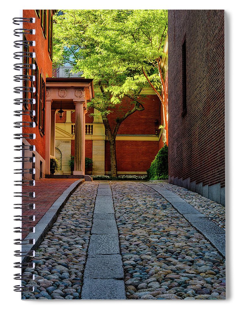 Beacon Hill Spiral Notebook featuring the photograph Beacon Hill Boston, Cobblestone Drive by Michael Hubley