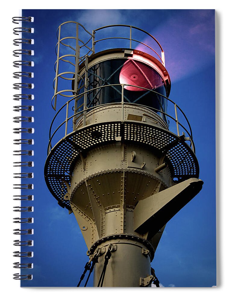 Lighthouse Spiral Notebook featuring the photograph Beam of light from a lighthouse. by Bernhard Schaffer