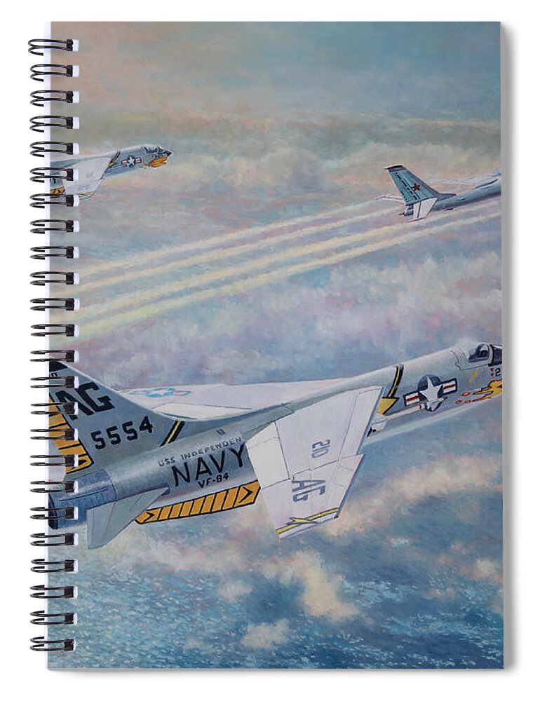 Aviationart Spiral Notebook featuring the painting Bear Intercept by Douglas Castleman
