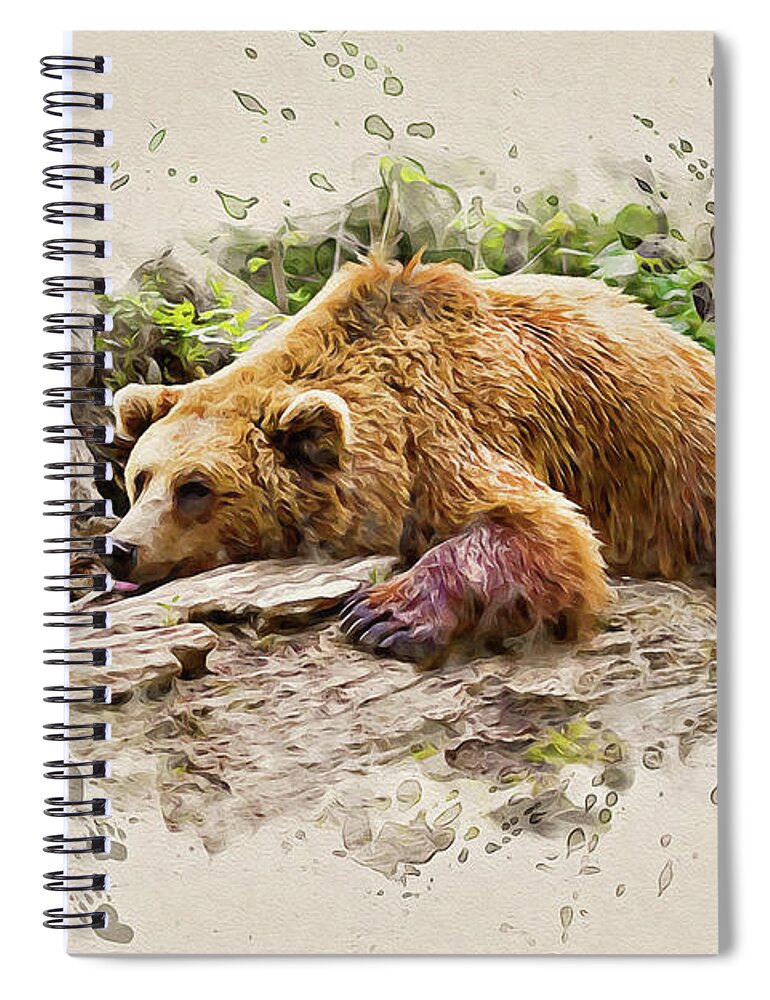 Bear Spiral Notebook featuring the painting Bearly There by Denise Dundon