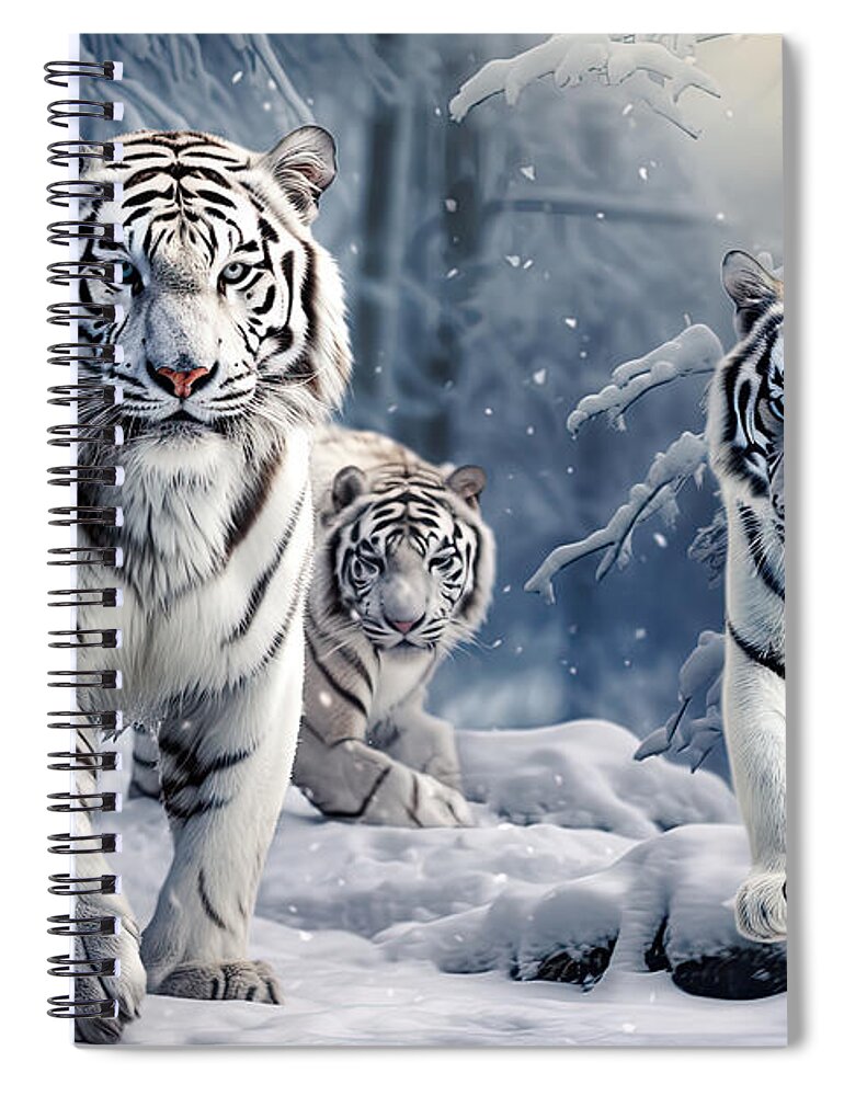Tiger Spiral Notebook featuring the digital art Beastly Buddies by Lourry Legarde