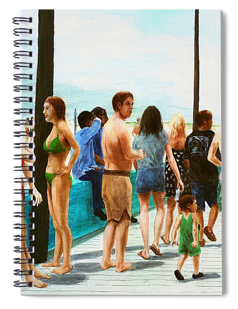 Oil Paintings Spiral Notebook featuring the painting Beaufort North Carolina Dock detail 2 by G Linsenmayer