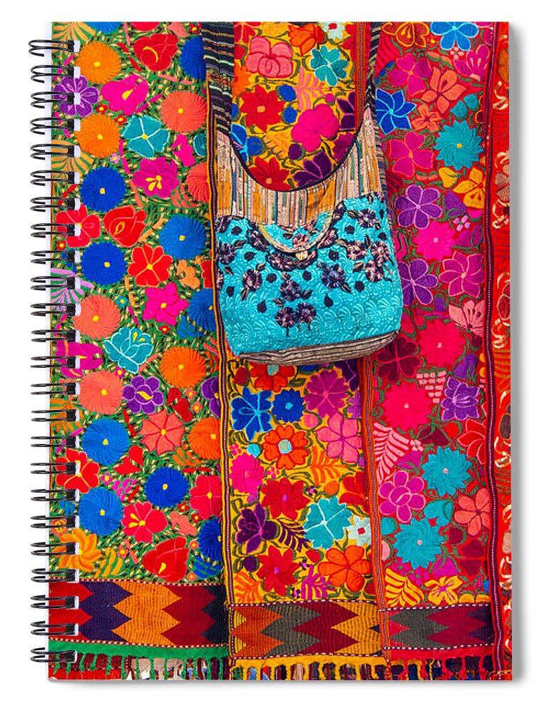 Color Spiral Notebook featuring the photograph Beautiful Flowers at the Otavalo Market in Ecuador by L Bosco