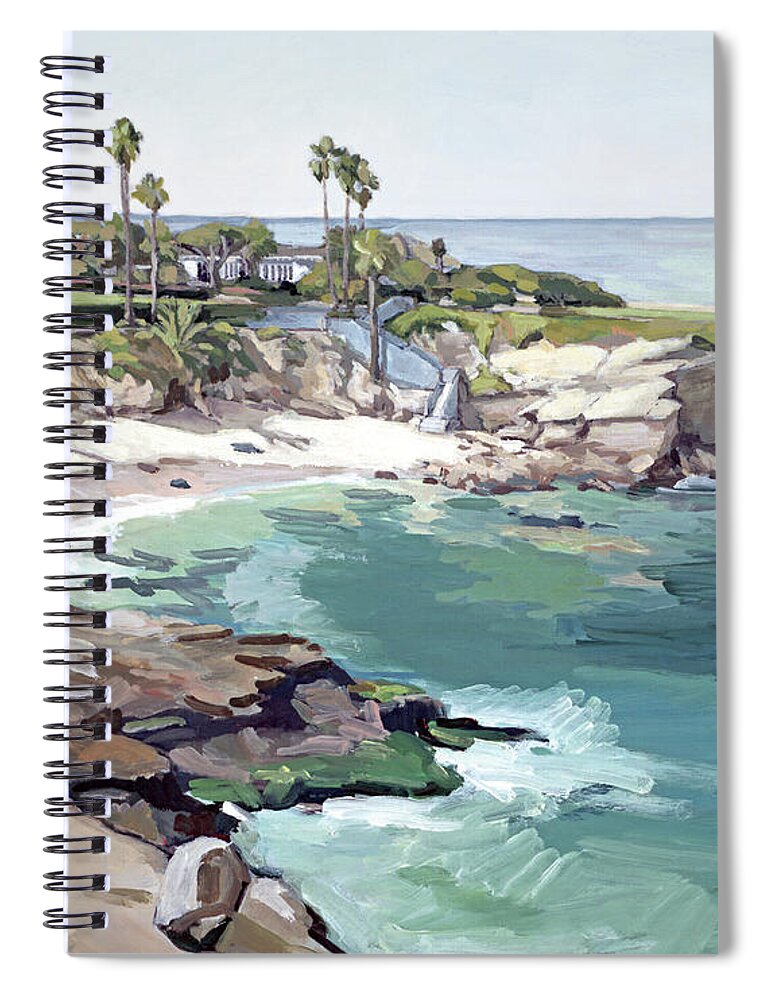 La Jolla Spiral Notebook featuring the painting Beautiful La Jolla Cove Beach - La Jolla, San Diego, California by Paul Strahm