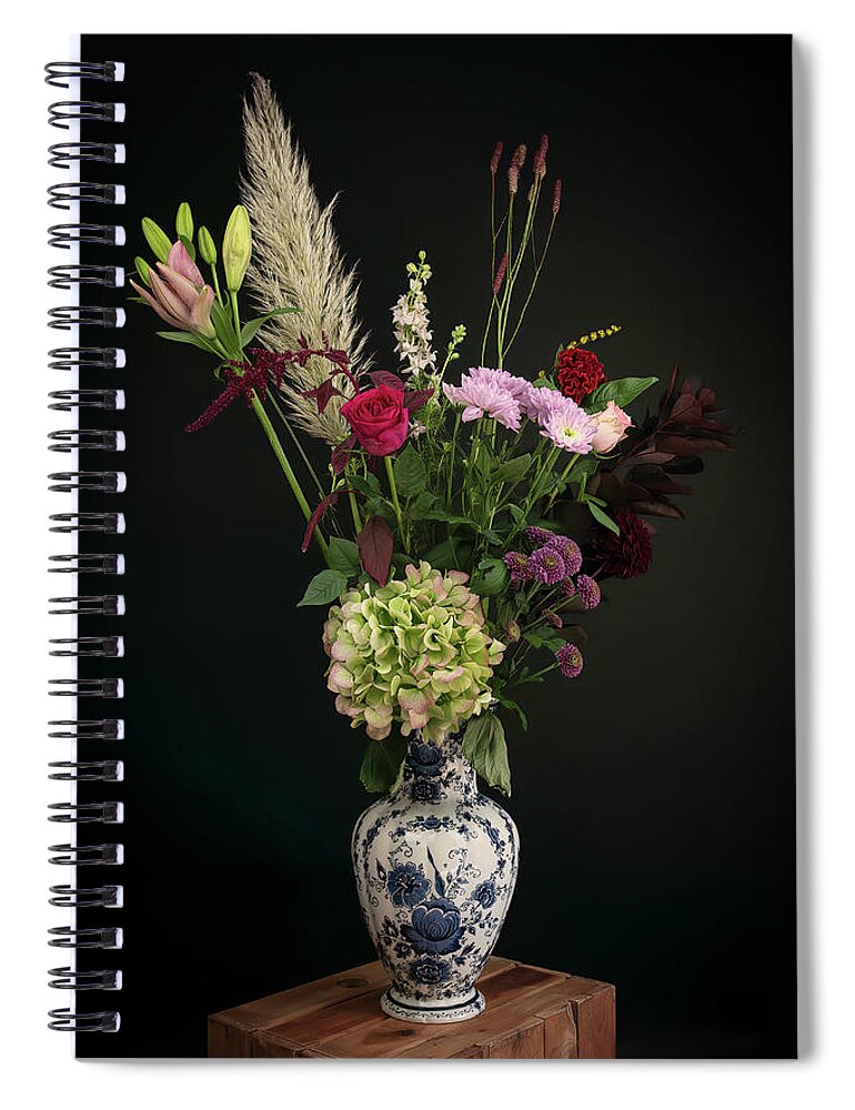 Bouquet Spiral Notebook featuring the photograph Beautiful picking bouquet in Dutch Delft blue by Marjolein Van Middelkoop