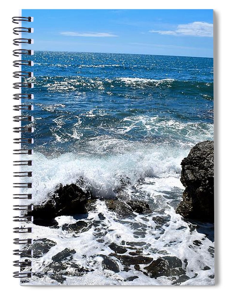 Beautiful Seascape Spiral Notebook featuring the photograph Beautiful Seascape With Waves by Leonida Arte