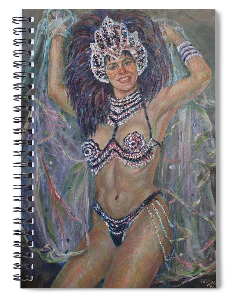 Beautiful Showgirl Spiral Notebook featuring the painting Beautiful Showgirl by Veronica Cassell vaz