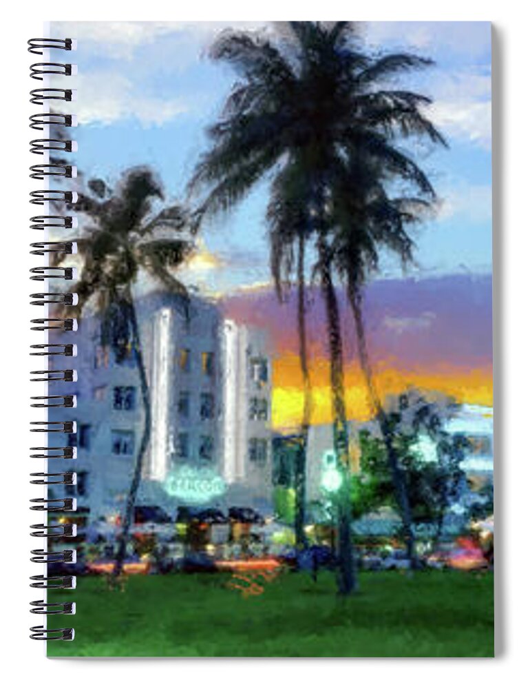 South Beach Spiral Notebook featuring the mixed media Beautiful South Beach by Jon Neidert