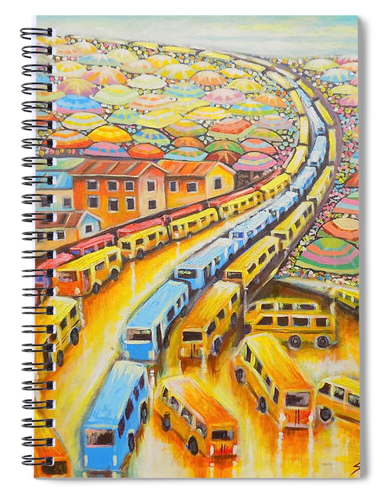 Living Room Spiral Notebook featuring the painting Beauty of Lagos Nigeria by Olaoluwa Smith