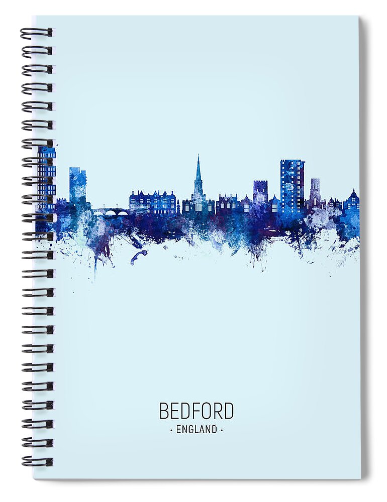 Bedford Spiral Notebook featuring the digital art Bedford England Skyline #00 by Michael Tompsett