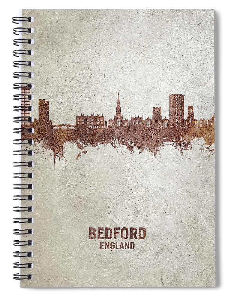 Bedford Spiral Notebook featuring the digital art Bedford England Skyline #14 by Michael Tompsett