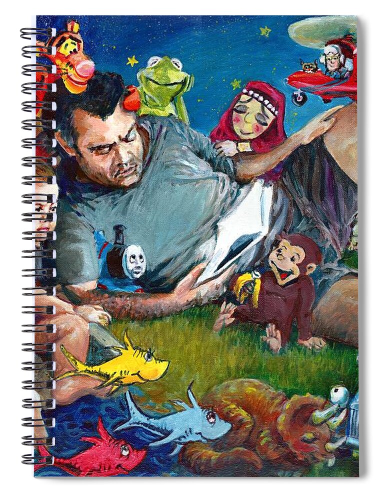 Bedtime Stories Spiral Notebook featuring the painting Bedtime Stories by Merana Cadorette