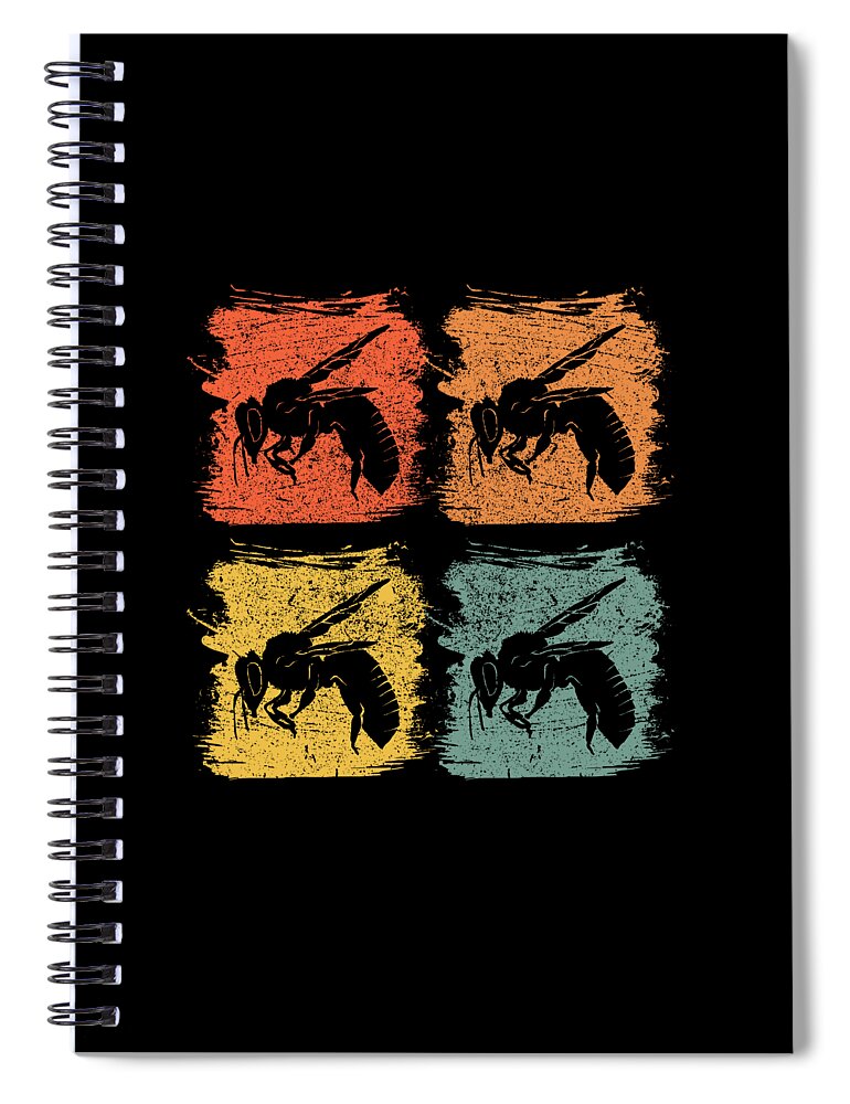 Bee Spiral Notebook featuring the digital art Bee Wasp Retro Pop Art Gift by J M