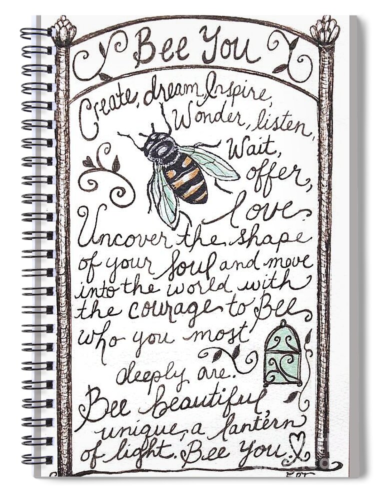 Bee Spiral Notebook featuring the painting Bee You by Elizabeth Robinette Tyndall