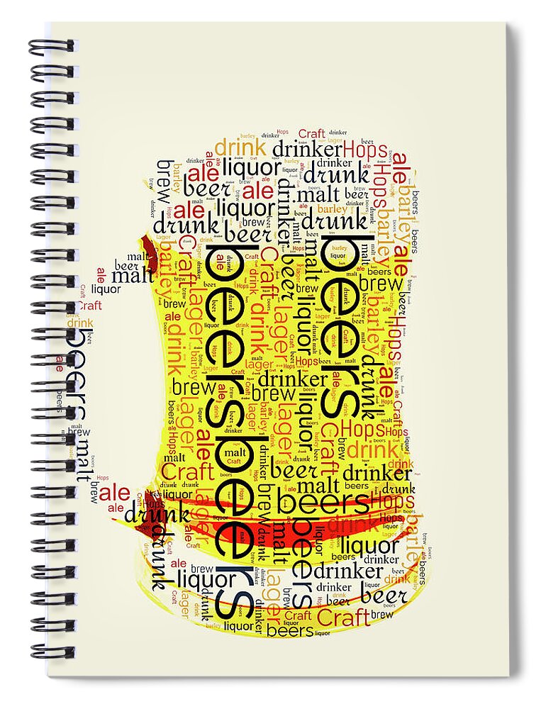 Beer Mug Typography Spiral Notebook featuring the mixed media Beer Mug Typography by Dan Sproul