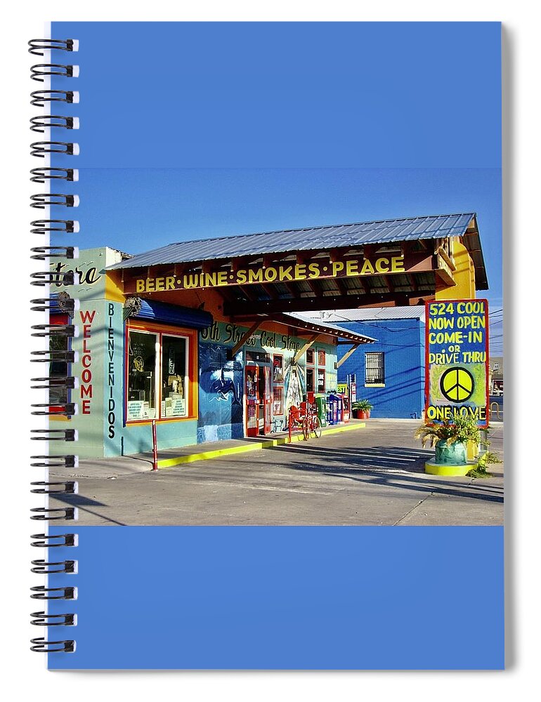Austin Spiral Notebook featuring the photograph Beer Wine Smokes Peace by Tanya White