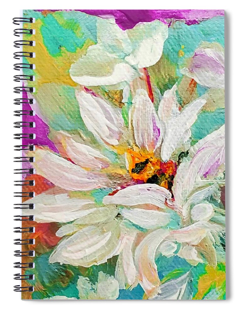 Bees Spiral Notebook featuring the painting Bees and Flowers And Leaves by Lisa Kaiser