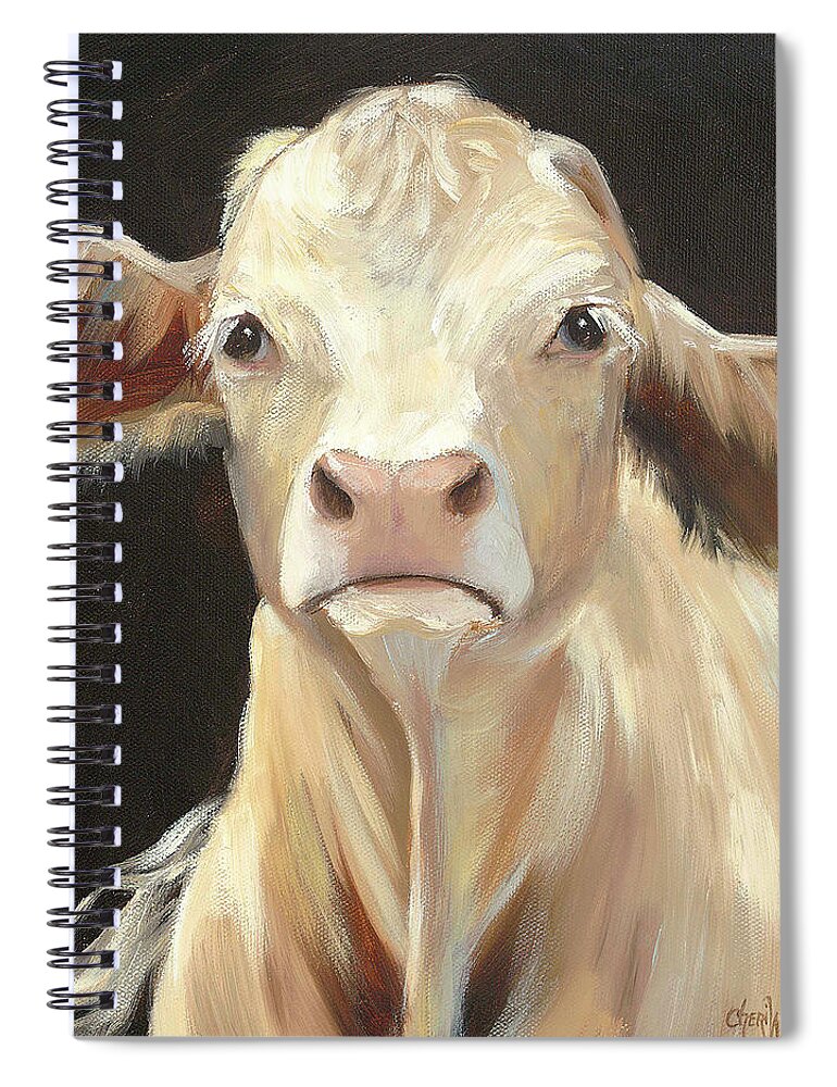 Cow Spiral Notebook featuring the painting Beethoven by Cheri Wollenberg