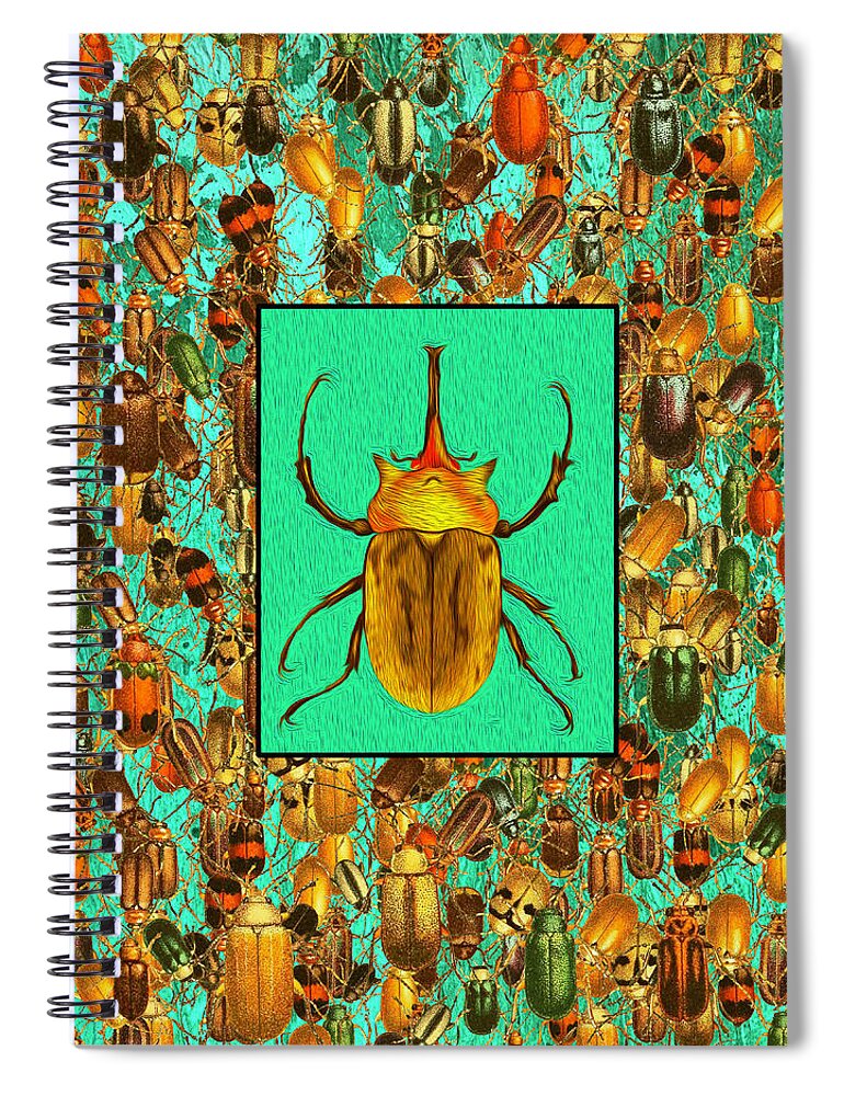 Beetle Spiral Notebook featuring the digital art Beetle portrait by Lorena Cassady