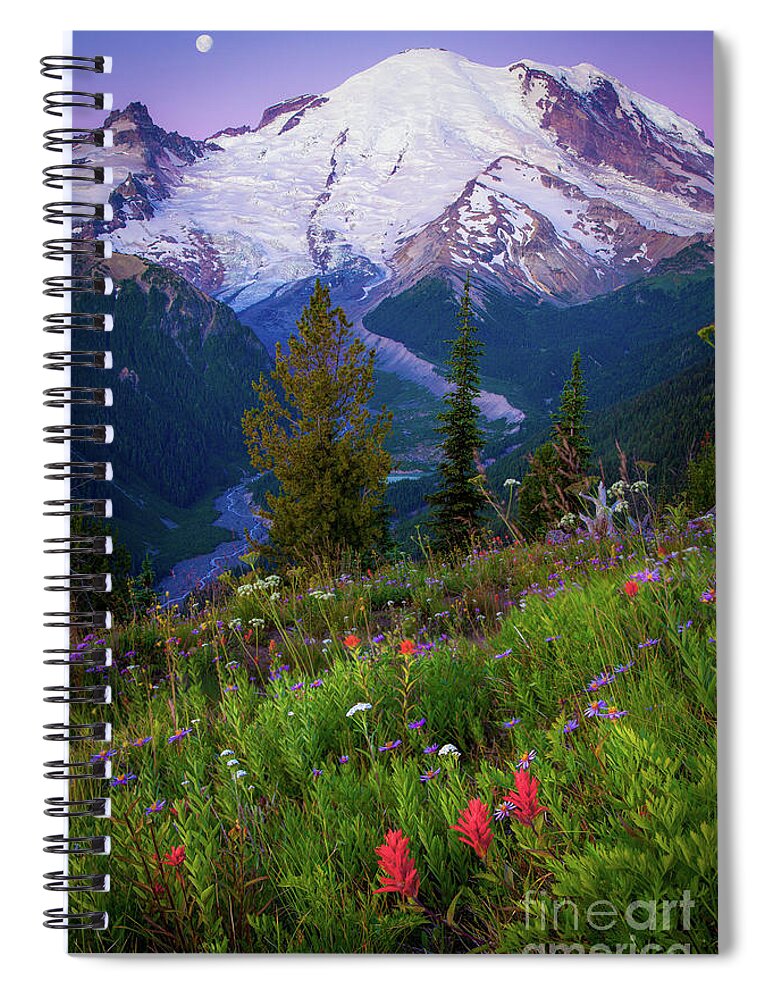 America Spiral Notebook featuring the photograph Before Dawn at Mount Rainier by Inge Johnsson