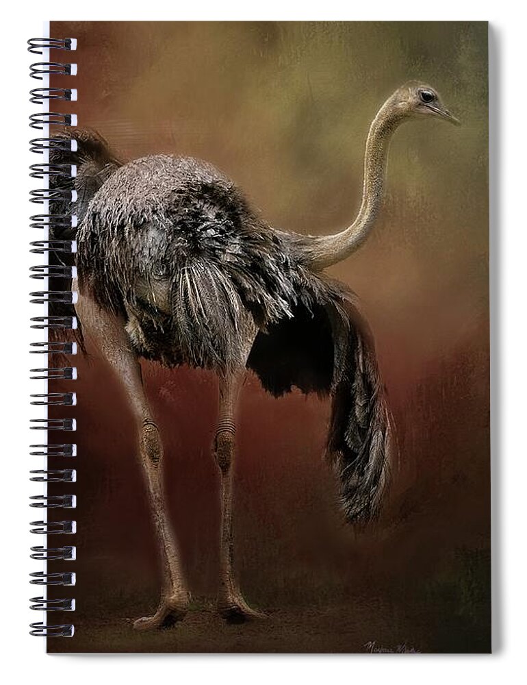 Ostrich Spiral Notebook featuring the photograph Beginning the Dance by Marjorie Whitley