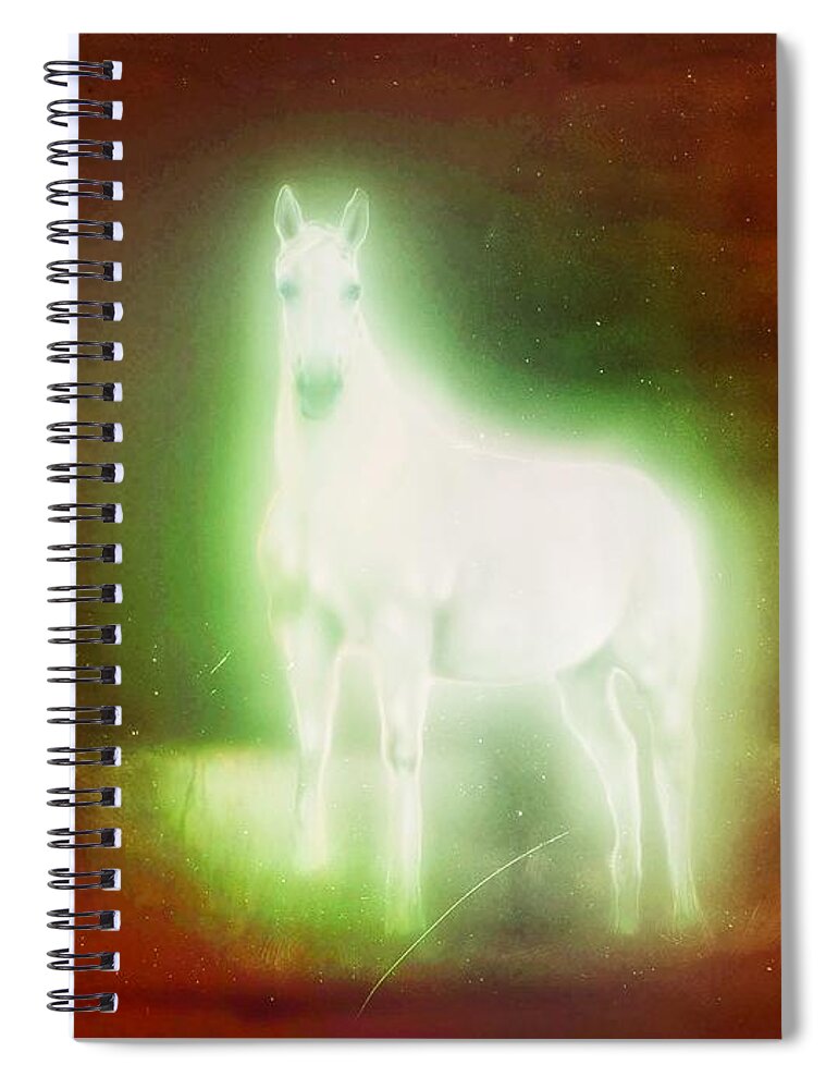 Wunderle Spiral Notebook featuring the digital art Behold a Pale Horse by Wunderle