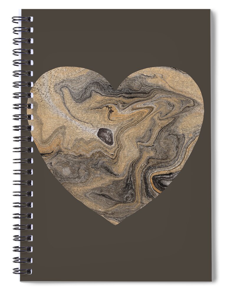 Stone Heart Spiral Notebook featuring the painting Beige Marble Heart Watercolor by Irina Sztukowski