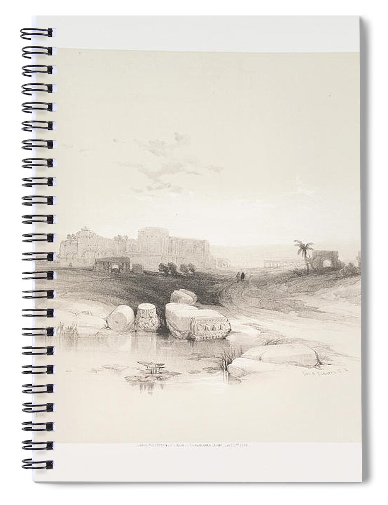 Beit Jebrin Spiral Notebook featuring the painting Beit Jebrin, or Eleutheropolis ca 1842 - 1849 by William Brockedon, by Artistic Rifki