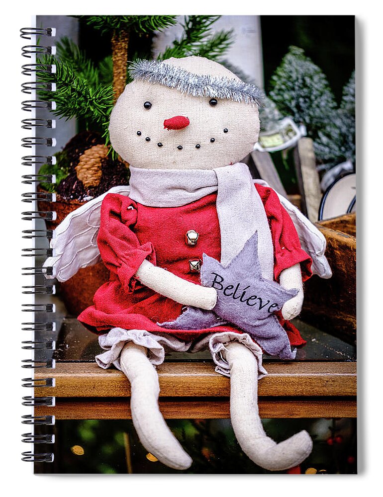 Ornament; Angel; Believe; Holiday Spiral Notebook featuring the photograph Believe by Georgette Grossman