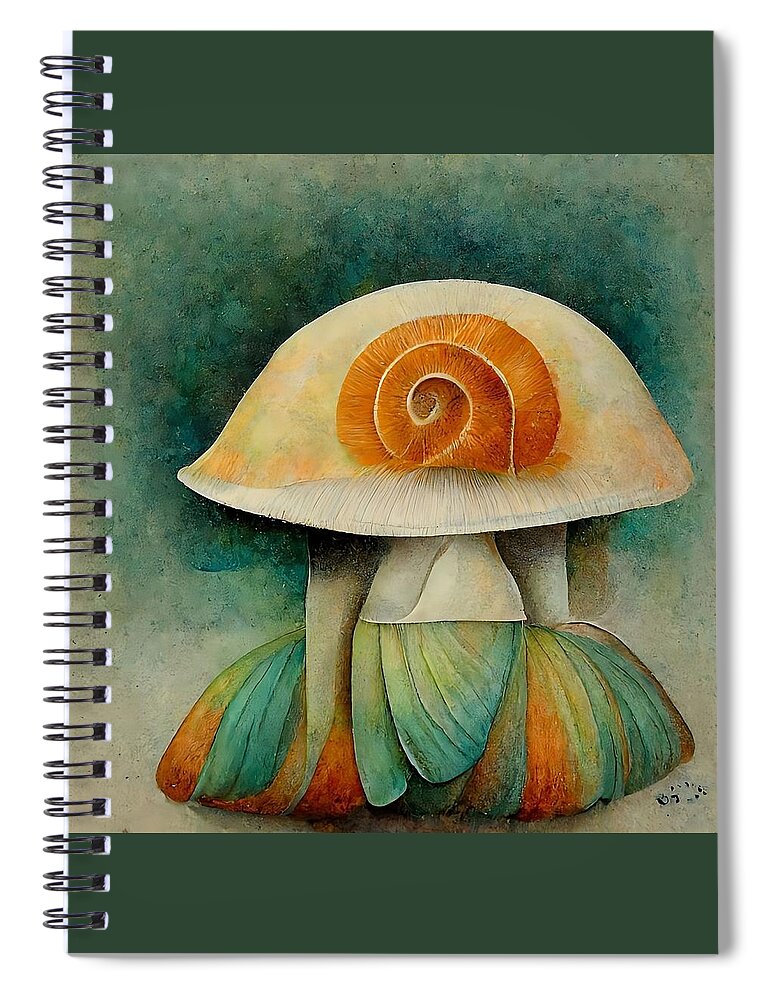 Mushroom Spiral Notebook featuring the digital art Bell Bottomed Shroom by Vicki Noble