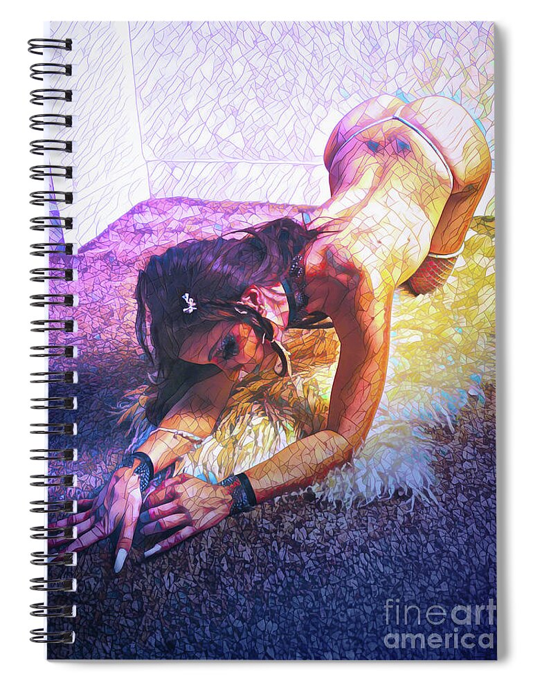 Dark Spiral Notebook featuring the digital art Bend To Her Desire Stained Glass by Recreating Creation