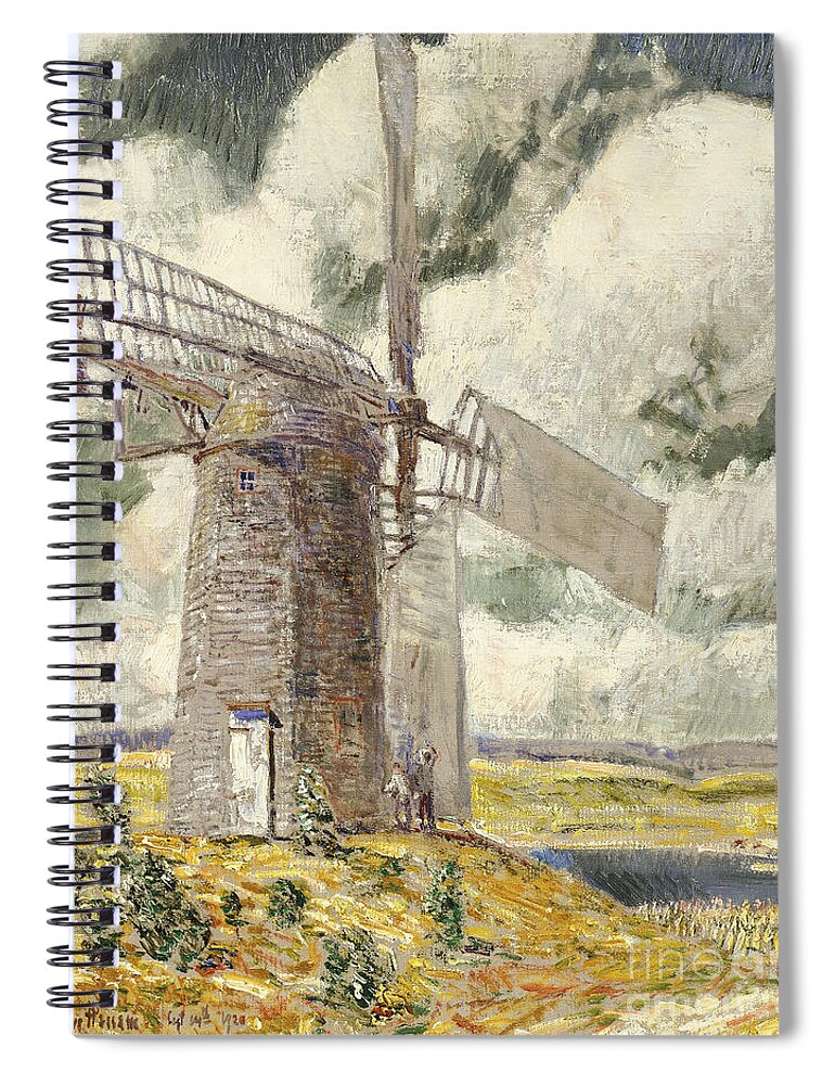 Childe Spiral Notebook featuring the painting Bending Sail on the Old Mill, 1920 by Childe Hassam