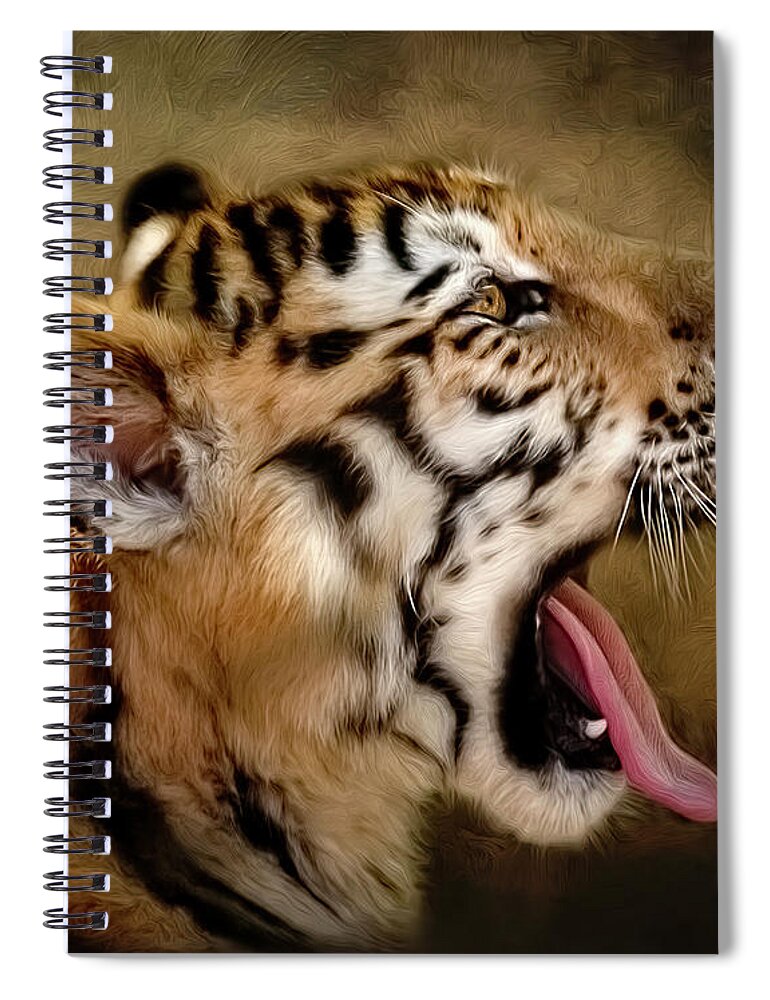 Tiger Spiral Notebook featuring the digital art Bengal Tiger by Maggy Pease