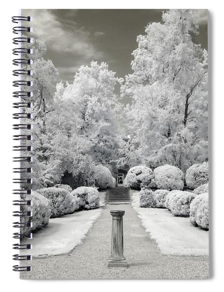Architecture Spiral Notebook featuring the photograph Berkeley Plantation Garden Infrared by Liza Eckardt