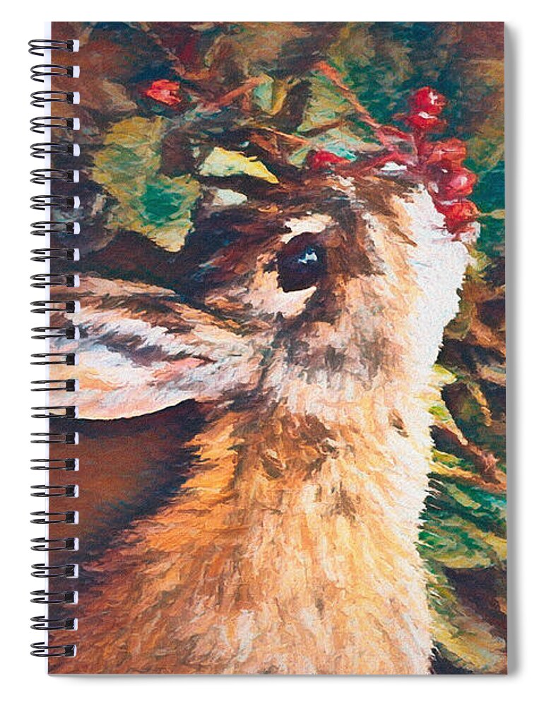 Rabbit Spiral Notebook featuring the digital art Berry Bunny DP1 by Ernest Echols