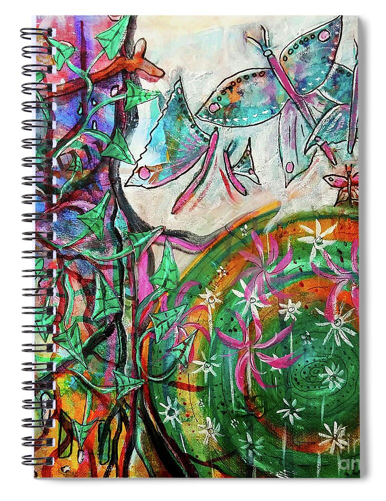 Forest Spiral Notebook featuring the mixed media Beside The Fallen Tree by Mimulux Patricia No