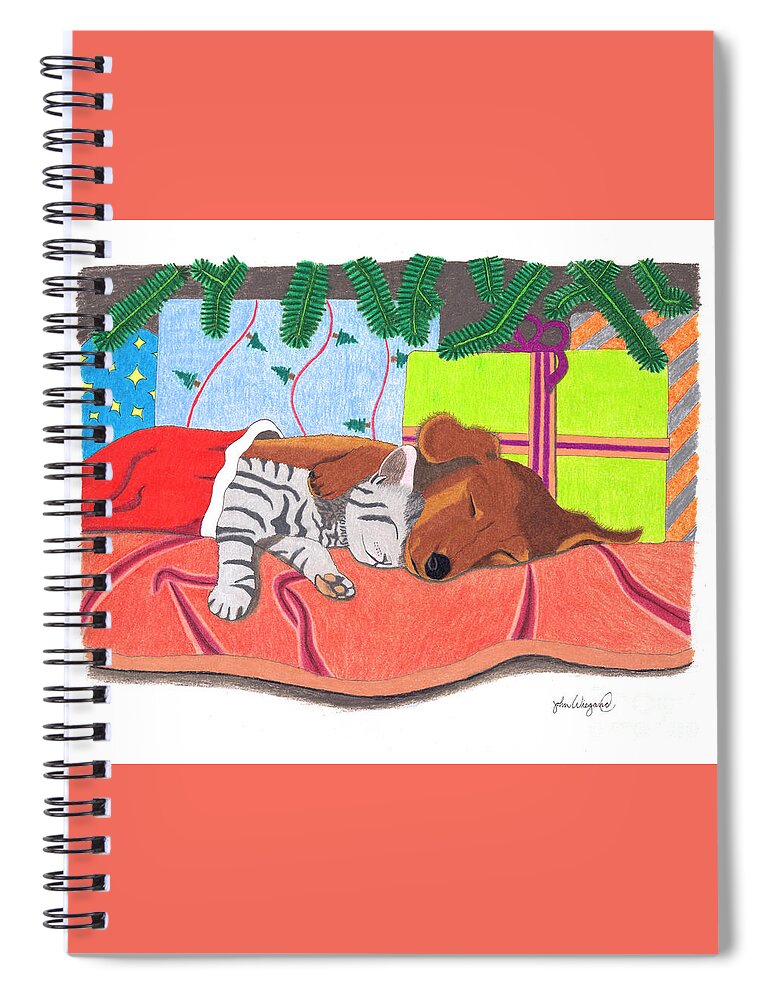Christmas Spiral Notebook featuring the drawing Best Gift Ever by John Wiegand