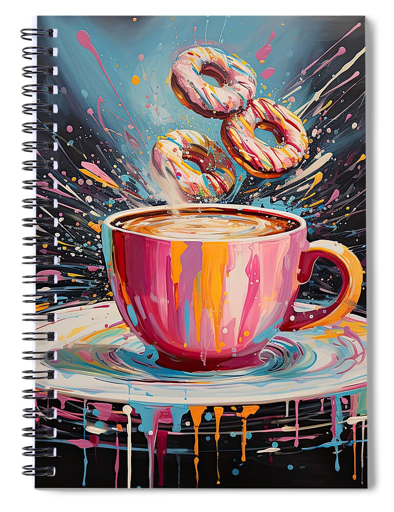 Colorful Coffee Donuts Spiral Notebook featuring the digital art Best You'll Ever Have by Lourry Legarde