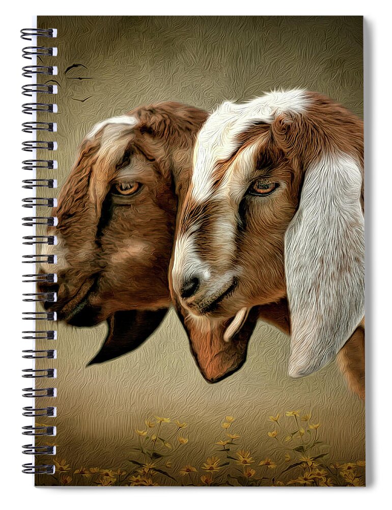 Goats Spiral Notebook featuring the digital art Besties by Maggy Pease