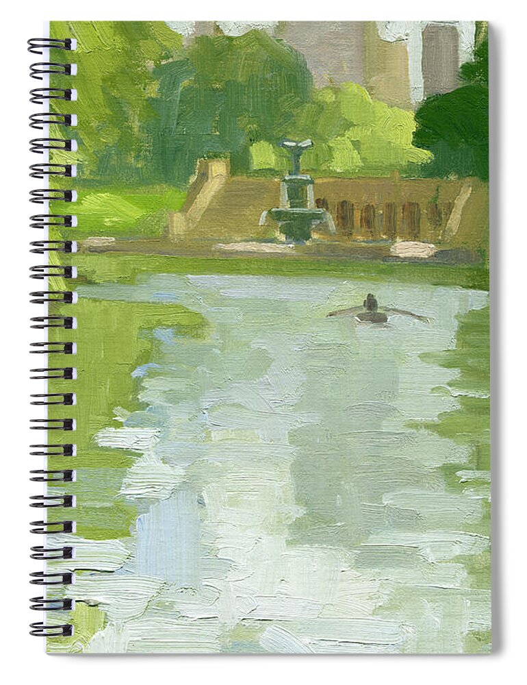 Bethesda Terrace Spiral Notebook featuring the painting Bethesda Terrace at The Lake, Central Park - New York City by Paul Strahm
