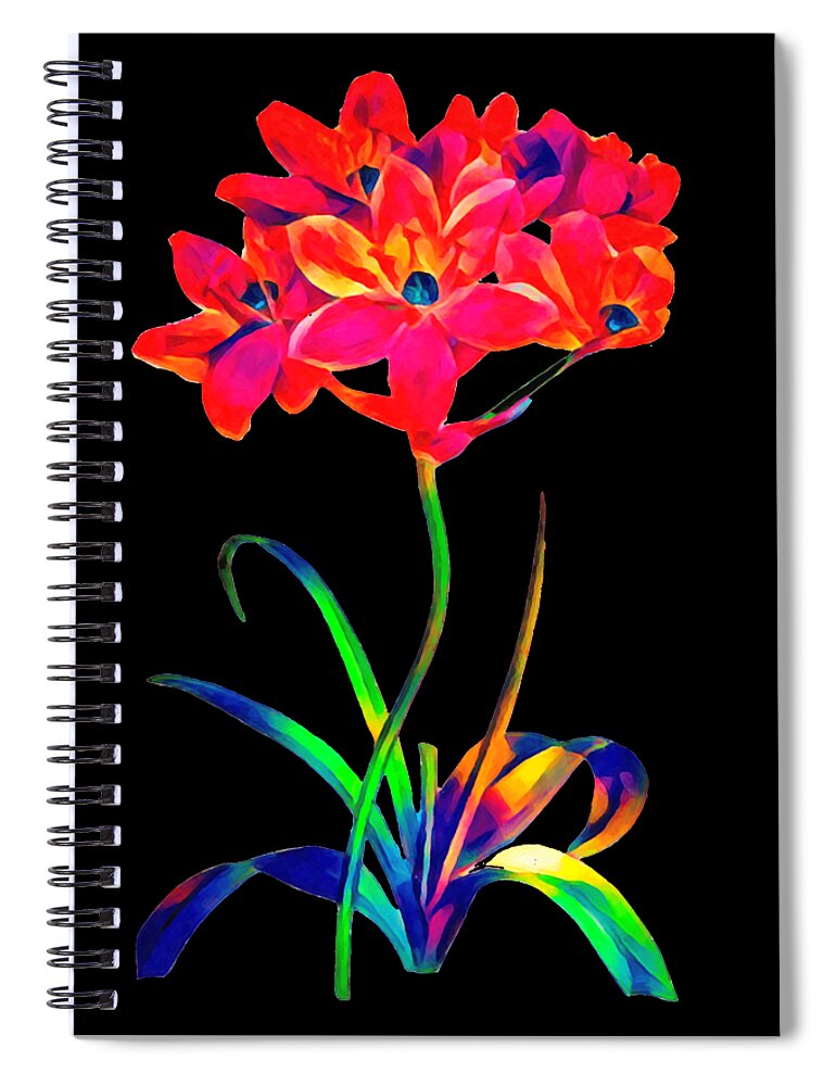 Black Spiral Notebook featuring the photograph Bethlehem Flowers in Black by Munir Alawi
