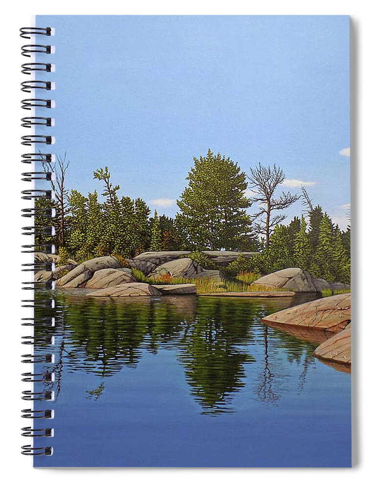 Georgian Bay Spiral Notebook featuring the painting Beyond the Rocks by Kenneth M Kirsch