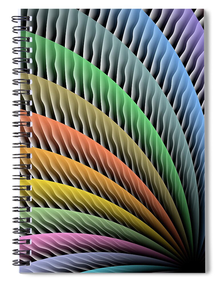 Illuminated Abstract Spiral Notebook featuring the digital art Beyond The Shadow Of A Peacock by Becky Titus