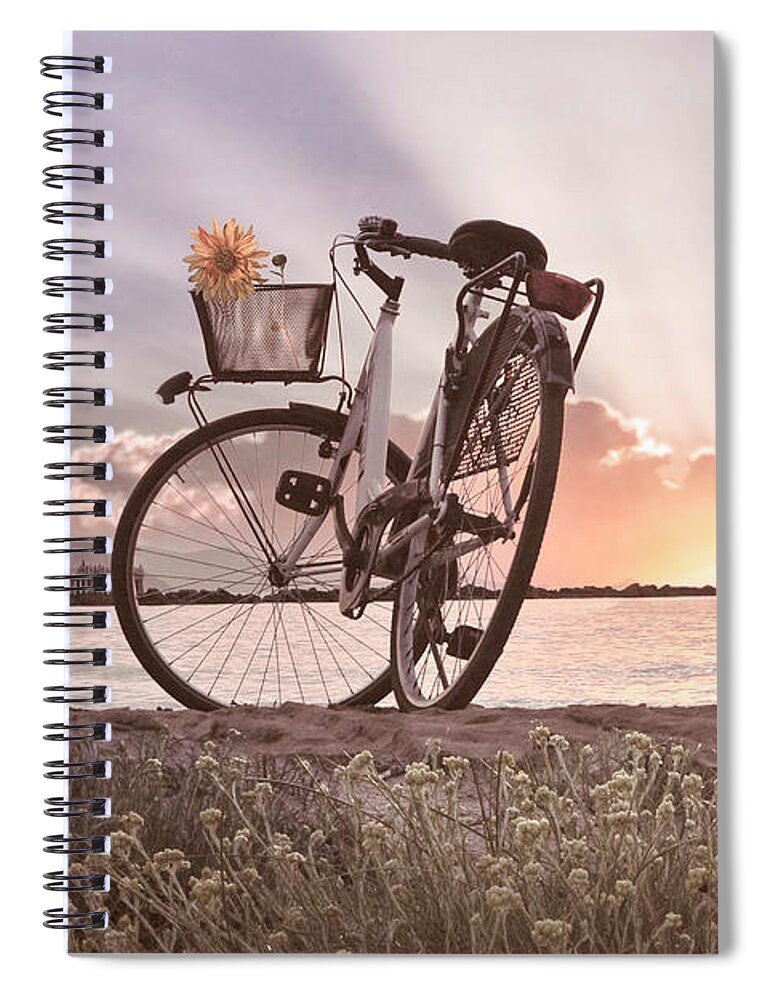Bike Spiral Notebook featuring the photograph Bicycle at the Shore Cottage by Debra and Dave Vanderlaan