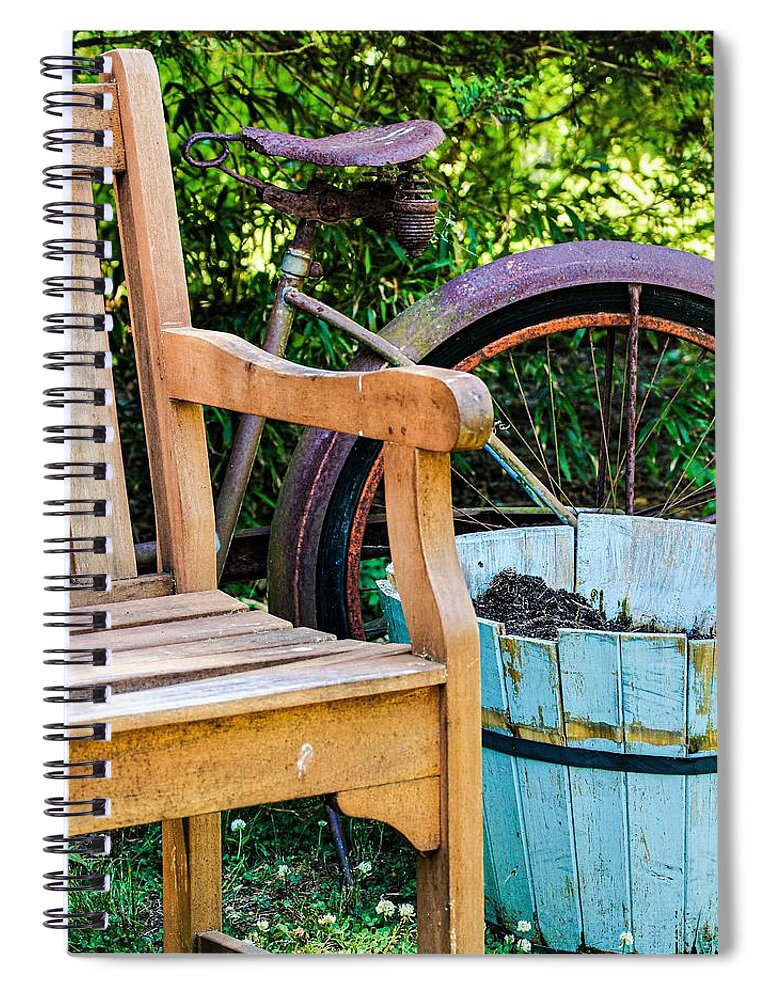 Bicycle Bench Spiral Notebook featuring the photograph Bicycle Bench3 by John Linnemeyer