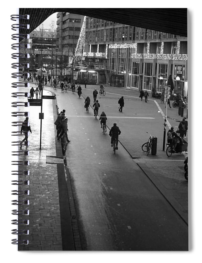 Bicycle Spiral Notebook featuring the photograph Bicycle path in Rotterdam by Jolly Van der Velden