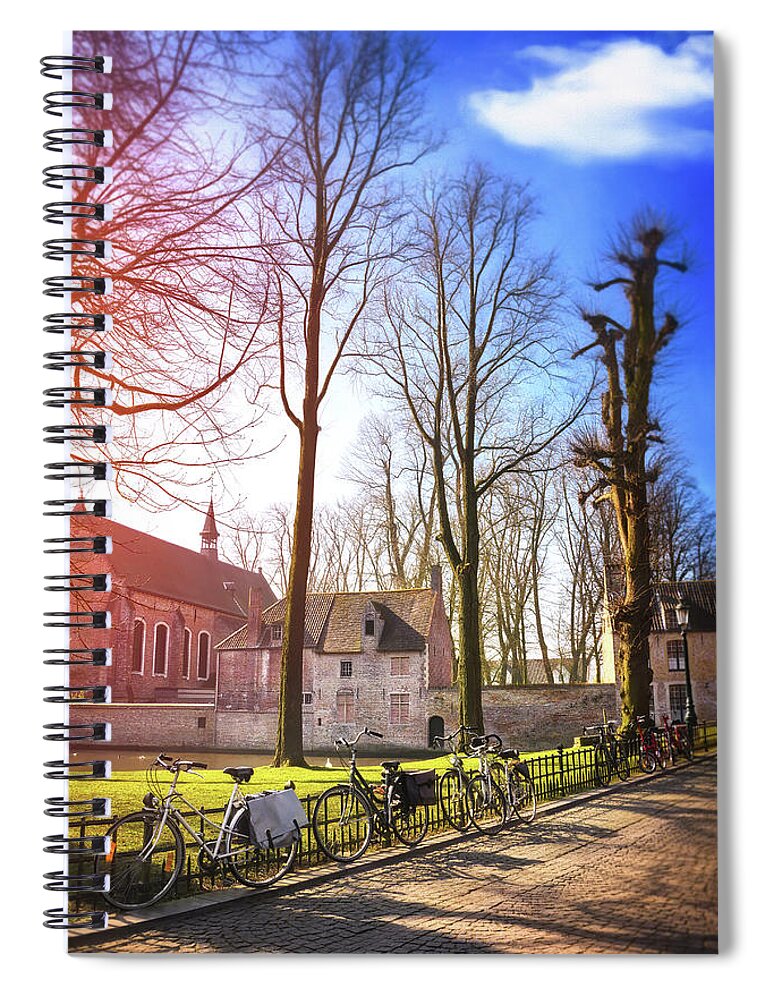 Bruges Spiral Notebook featuring the photograph Bicycles of Bruges Belgium by Carol Japp