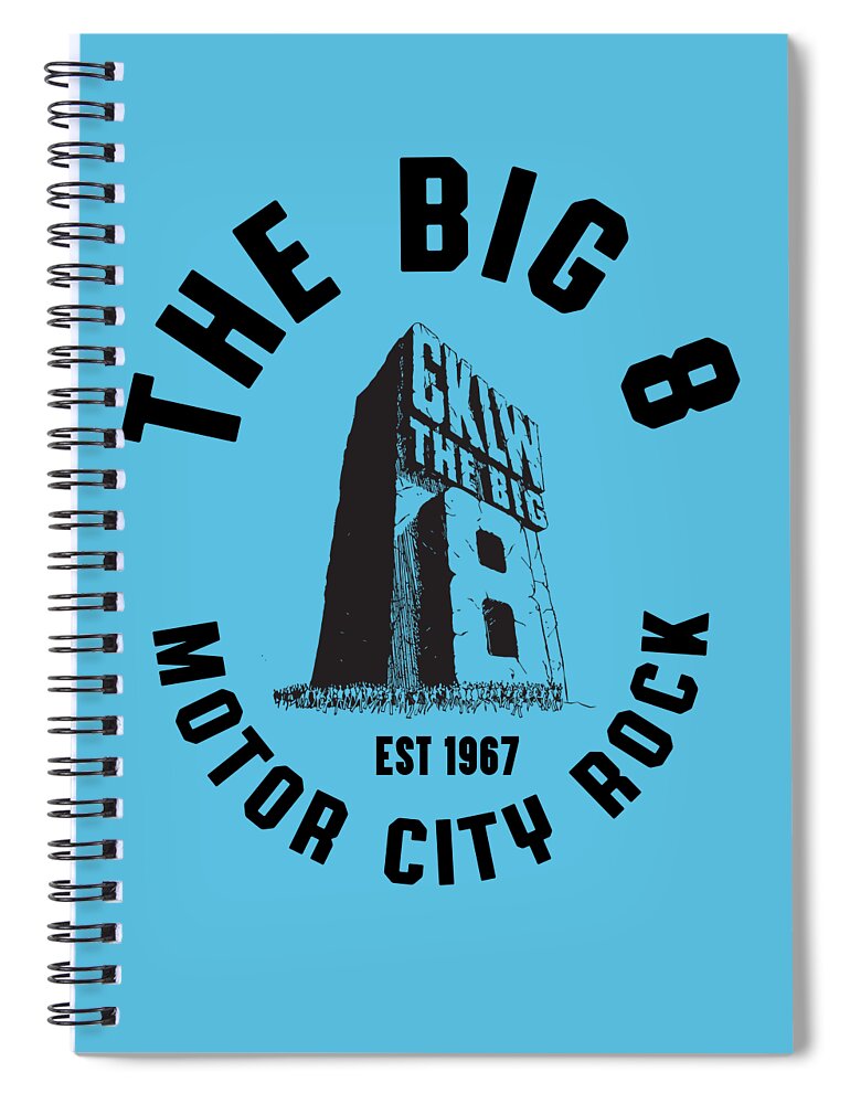 Cklw Big8 Radio Spiral Notebook featuring the photograph Big 8 Motor City Rock black by Thomas Leparskas