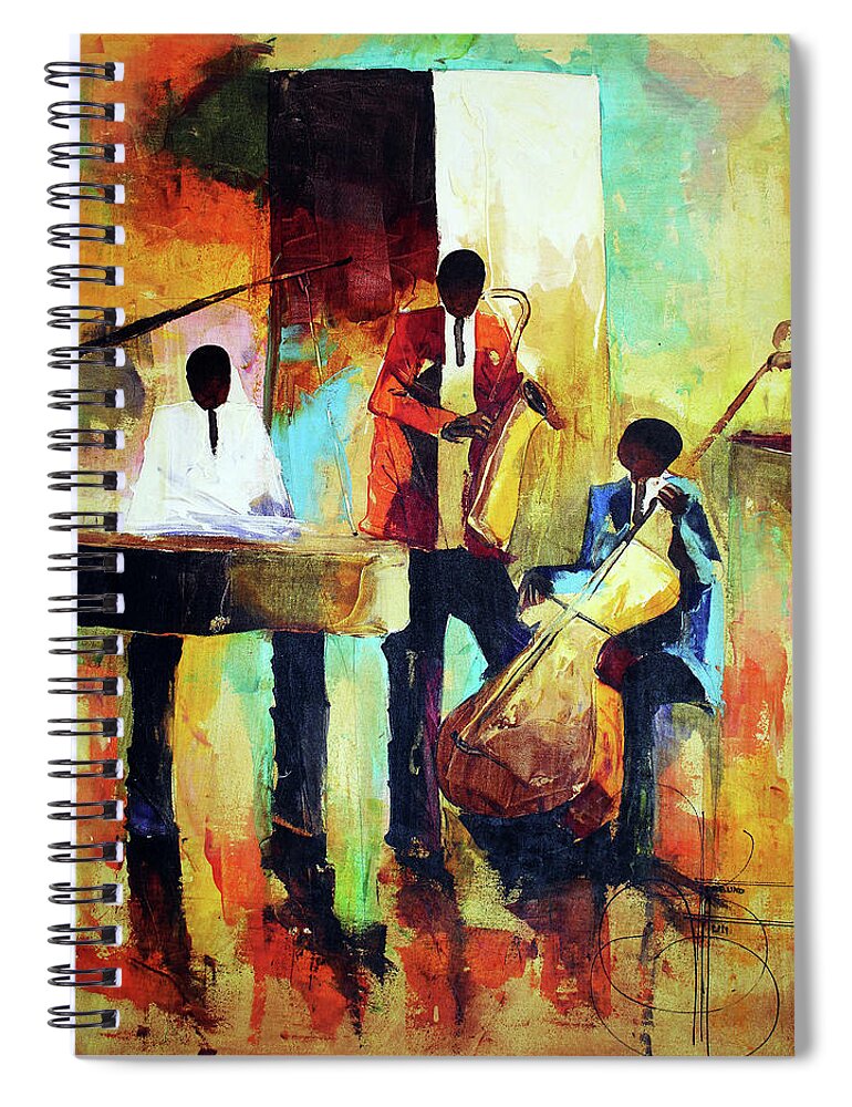Nni Spiral Notebook featuring the painting Big Base by Ndabuko Ntuli